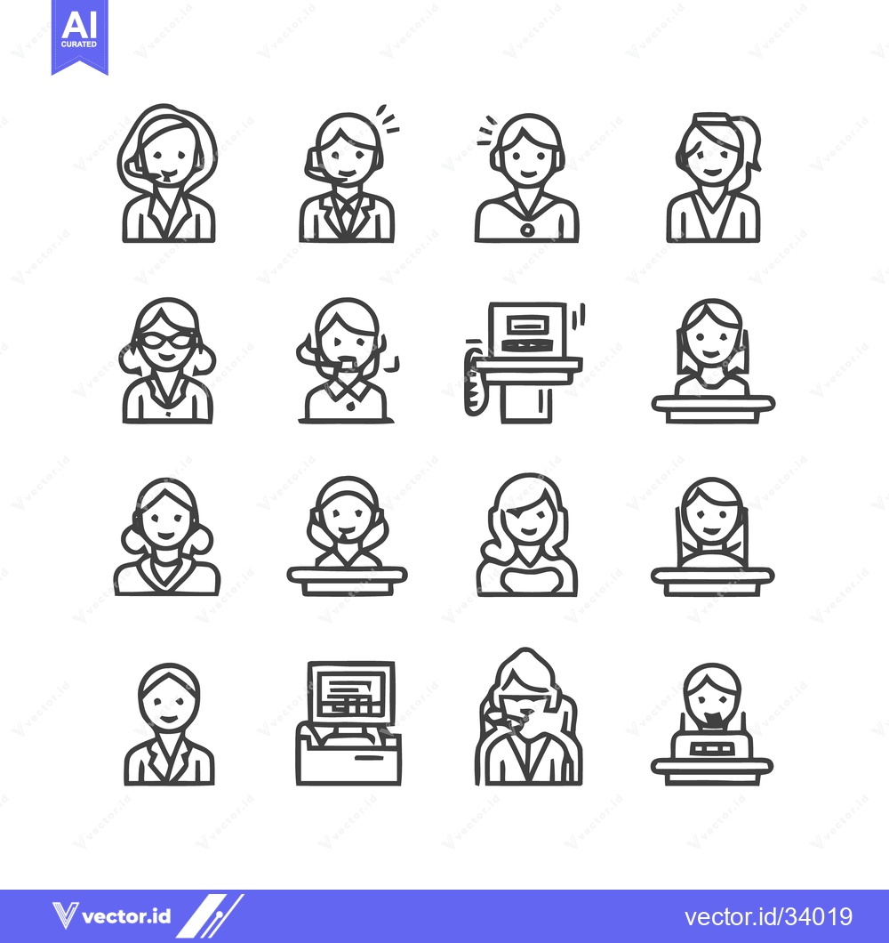 Premium Vector dari Customer Service Representatives and Receptionists Icon Set.