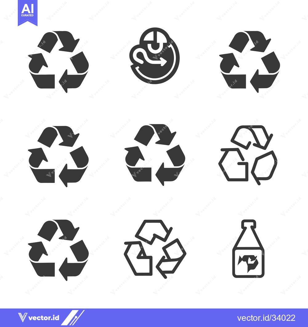 Premium Vector of Collection of Recycle Icons with Arrows and Shapes
