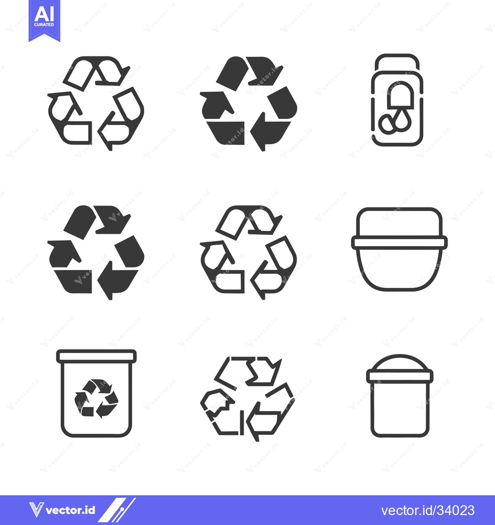 Premium Vector dari Collection of Recycle, Trash and Garbage Icons