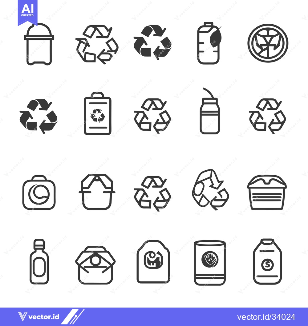 Premium Vector dari Collection of Recycling Symbols and Containers