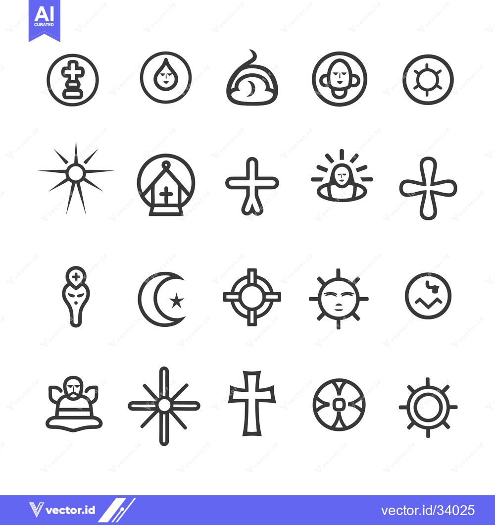 Premium Vector dari Collection of Religious and Spiritual Symbols in Black and White Line