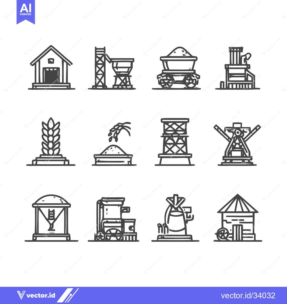 Premium Vector dari Agricultural Icons - A Collection of Farming and Industry Symbols.