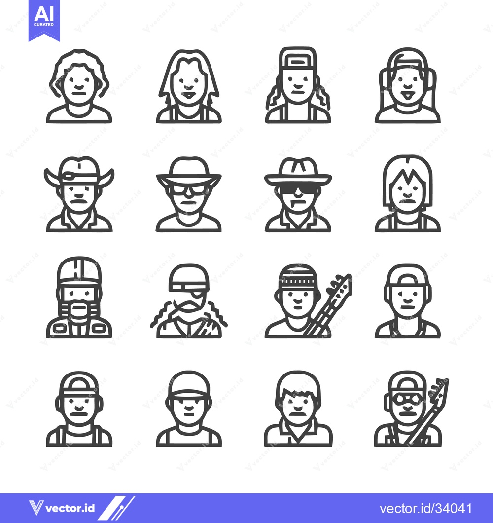 Premium Vector of Diverse portraits of people with various hats and accessories.
