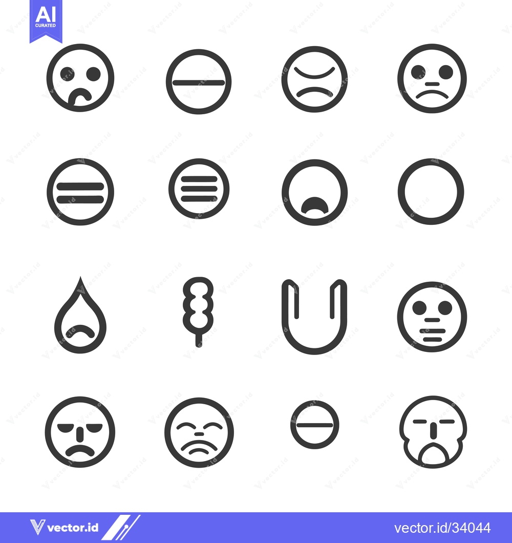 Premium Vector of Collection of Sad and Neutral Facial Expressions and Icons