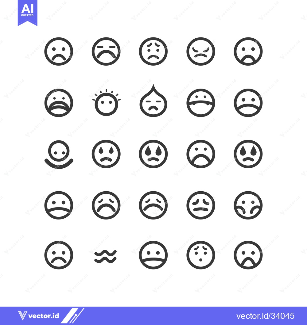 Premium Vector of Collection of Sad Emojis with Different Facial Expressions