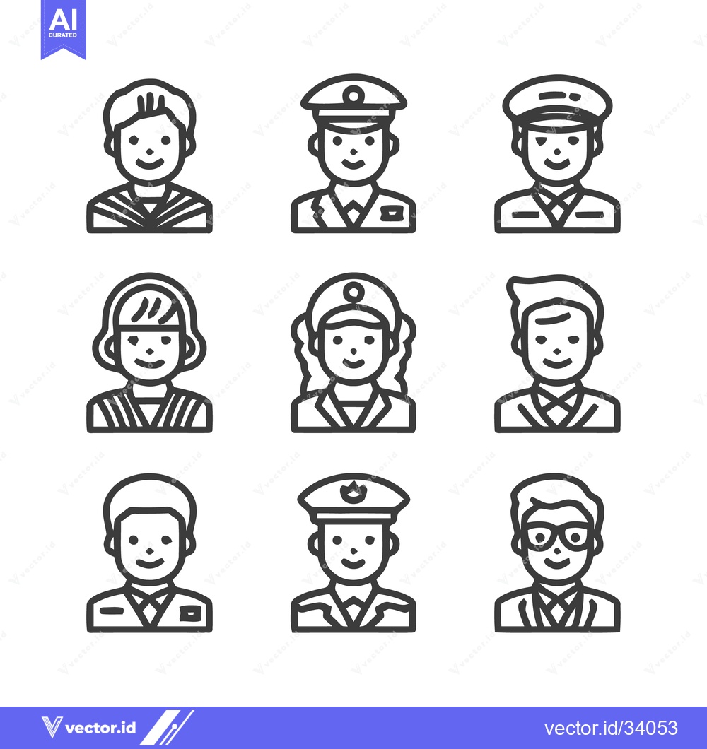 Premium Vector dari Diverse professions and occupations in simple line art style.