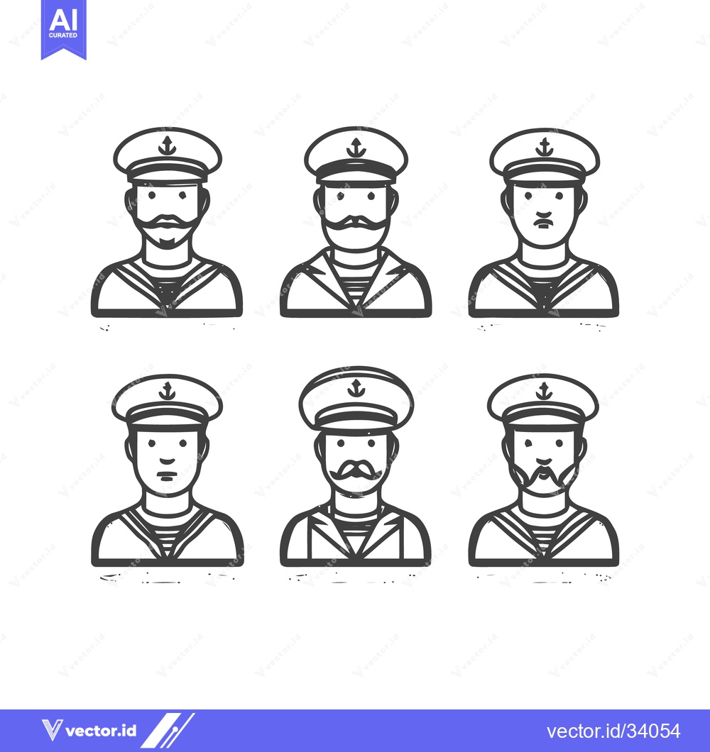 Premium Vector dari Sailor Portraits - A Collection of Nautical Characters.