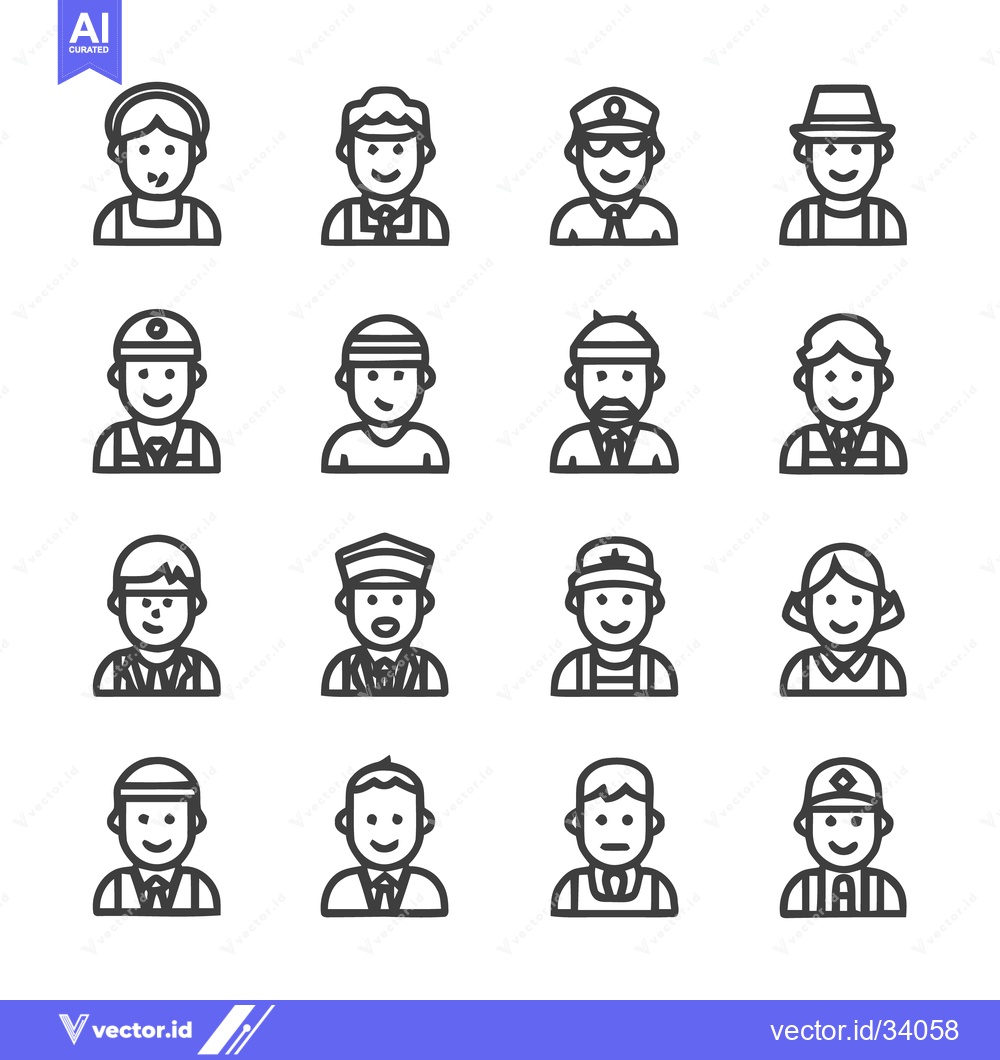 Premium Vector dari Diverse Professional Icons - A Collection of Various Occupations.
