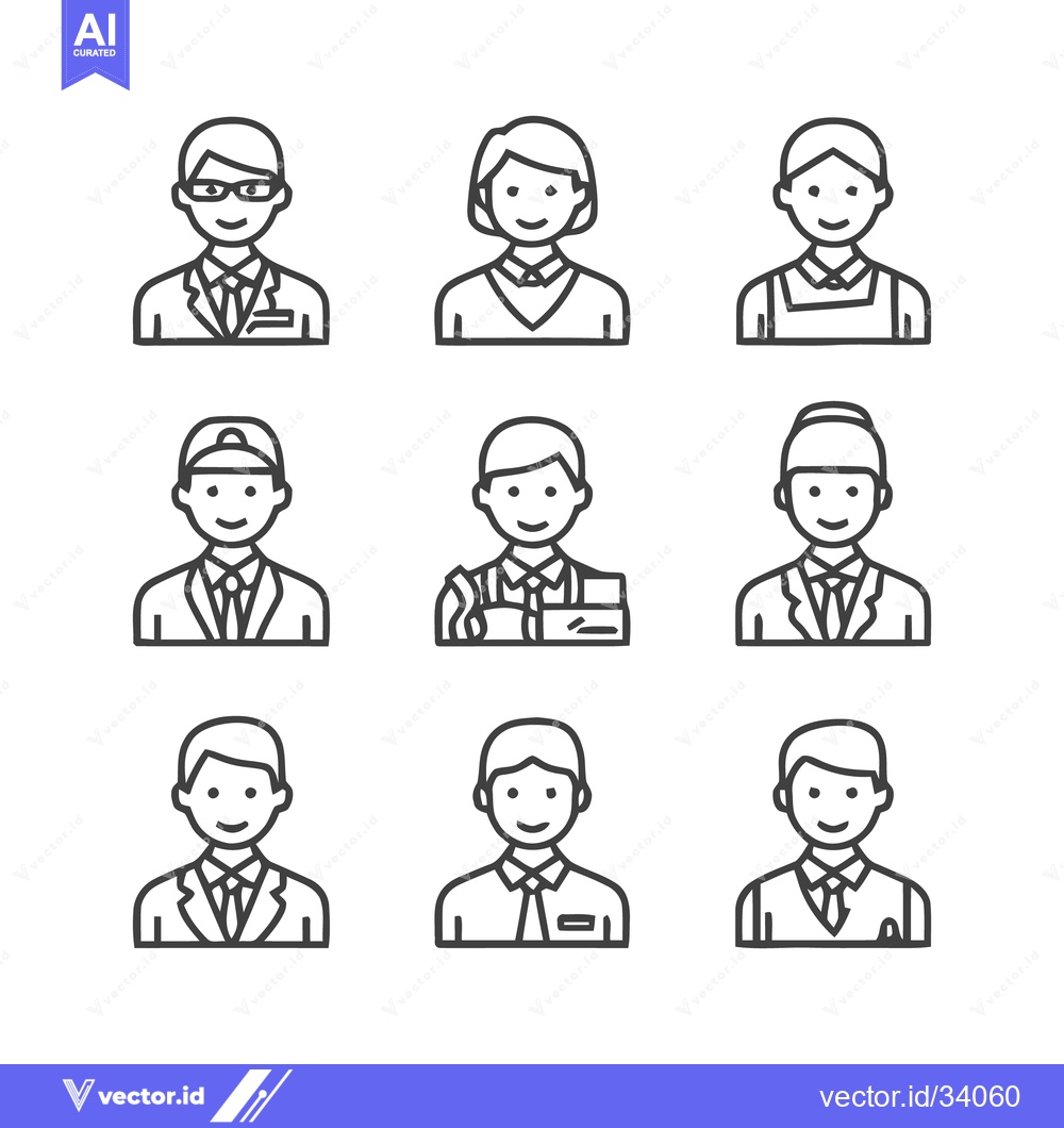 Premium Vector of Diverse professional portraits - A collection of various occupations.