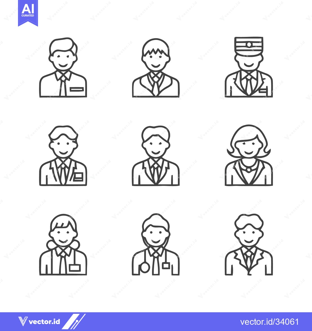 Premium Vector of Diverse professional icons representing various occupations and roles.