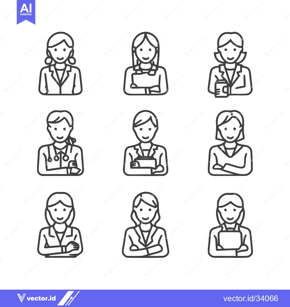 Premium Vector dari Diverse Business Professionals - A Collection of Female Icons.