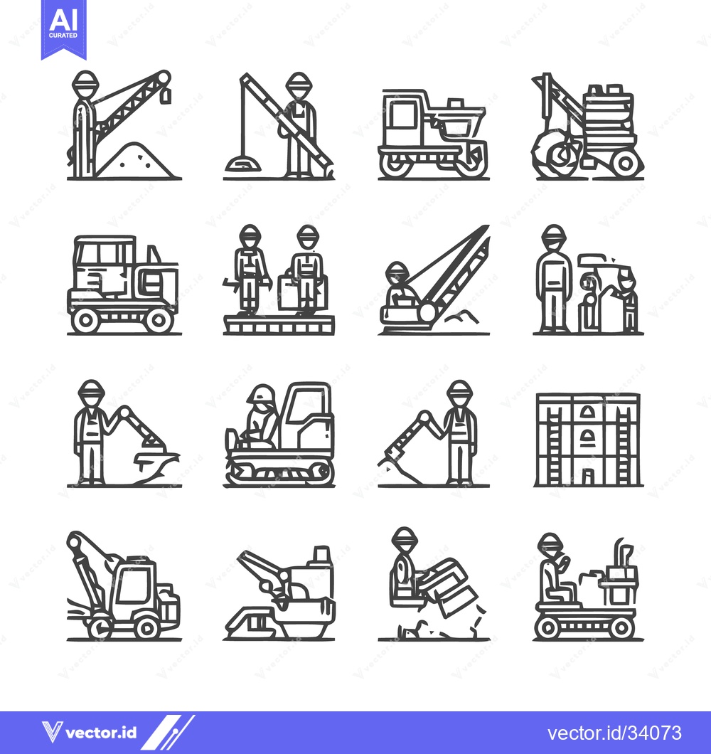 Premium Vector of Construction and Engineering Icons - A Comprehensive Collection.