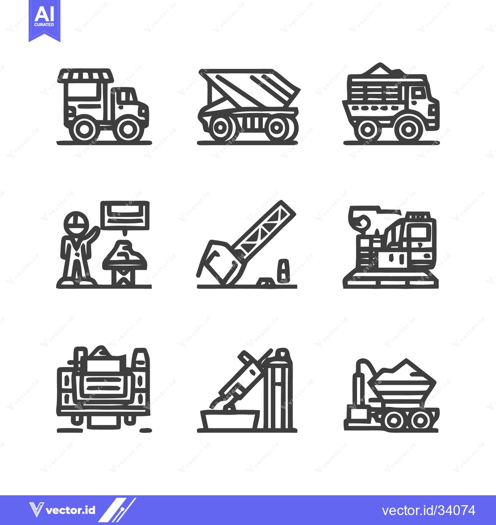 Premium Vector of Construction and Mining Equipment Icons - A Comprehensive Collection.