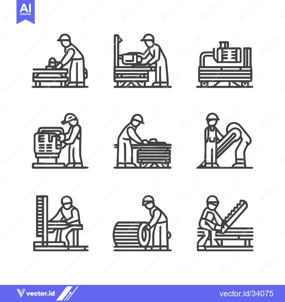 Premium Vector dari Workers in the factory performing various industrial tasks.