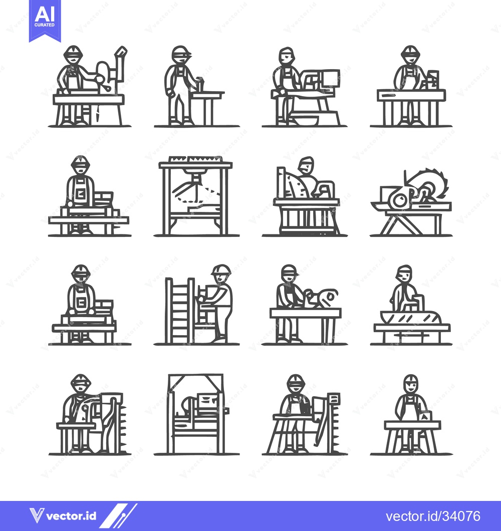Premium Vector dari Carpentry and Woodworking - A Collection of Iconographic Illustrations