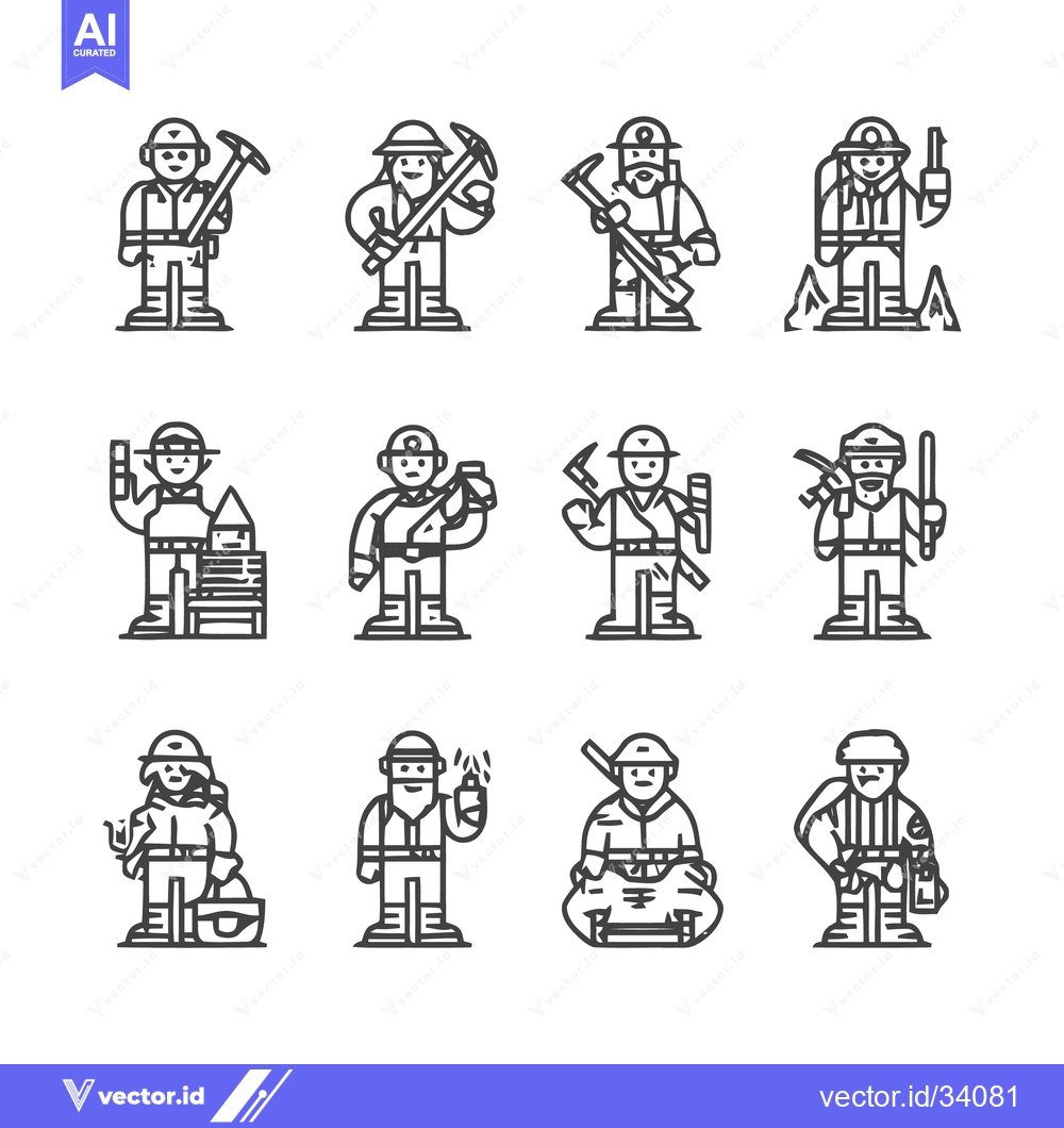 Premium Vector of Collection of various worker icons in a minimalist style.