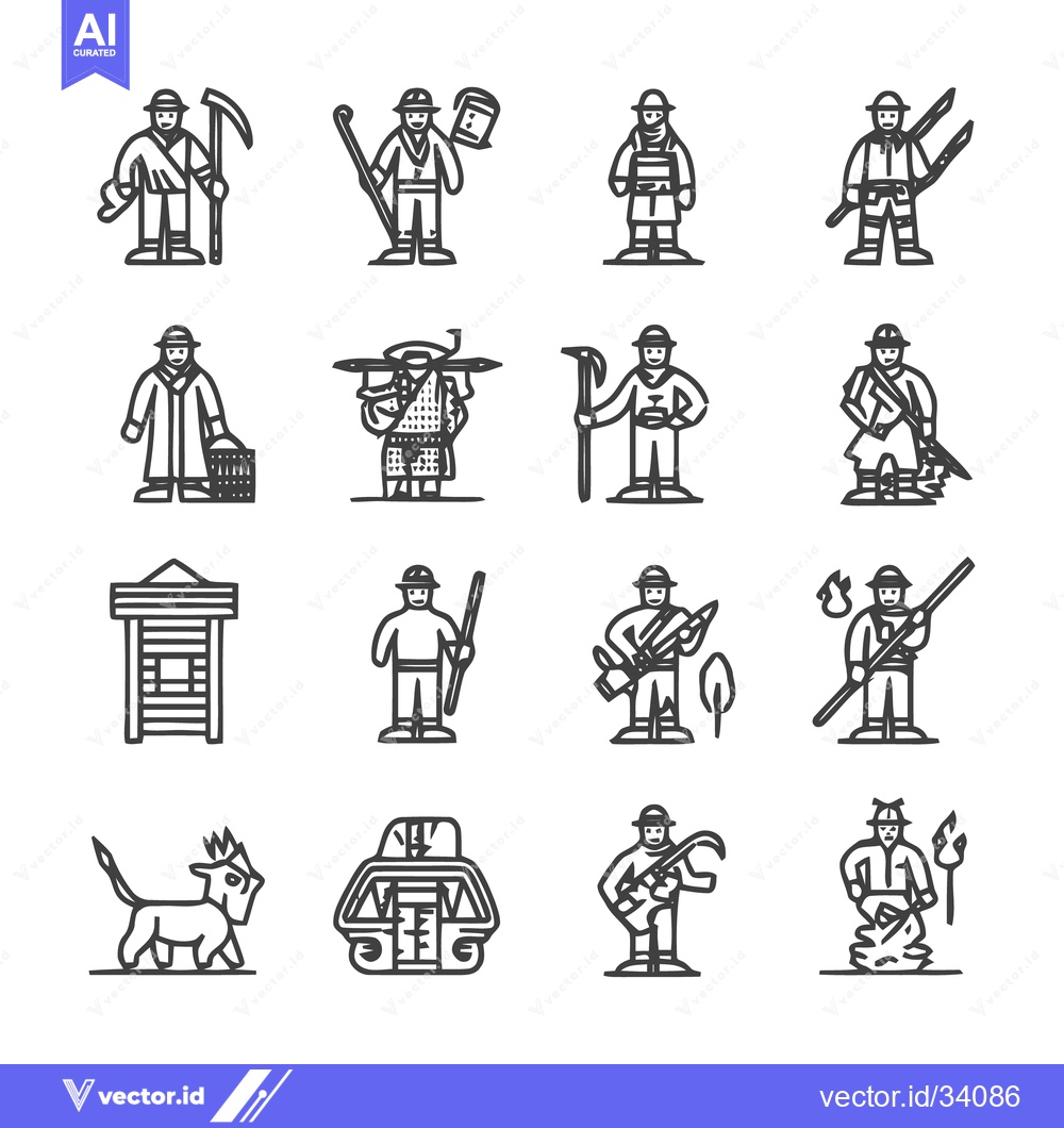 Premium Vector dari Collection of Line Art Illustrations Depicting Various Professions.