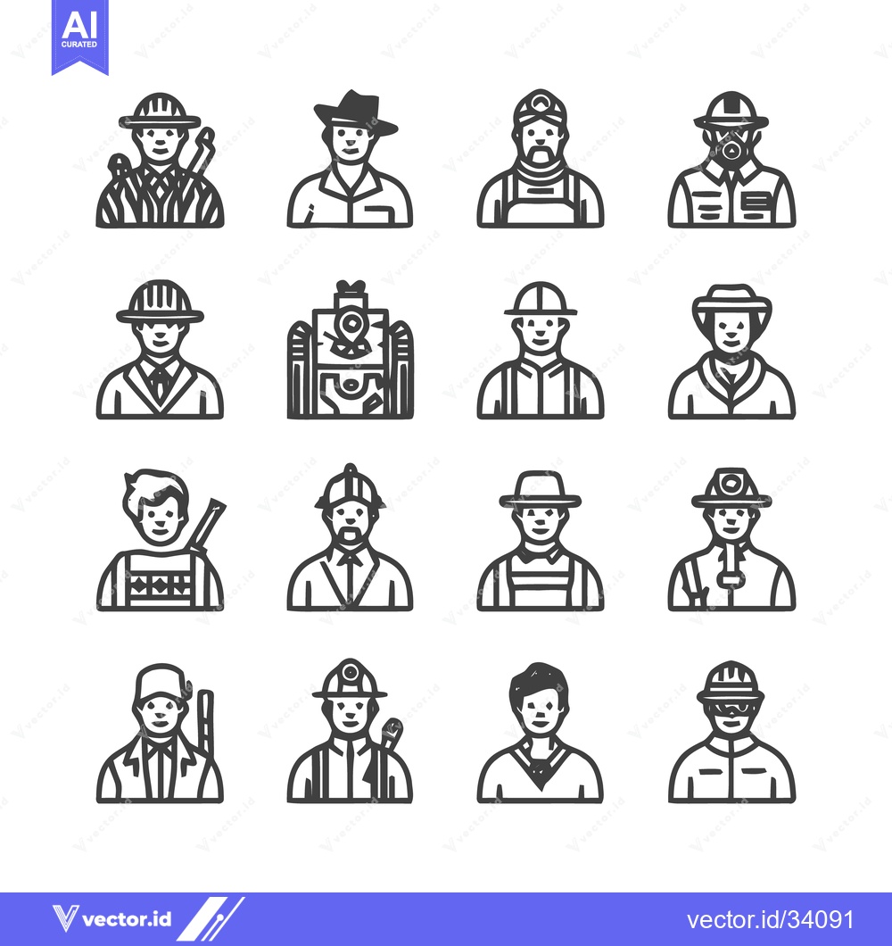 Premium Vector dari Diverse Professions - A Collection of Illustrated Worker Icons.
