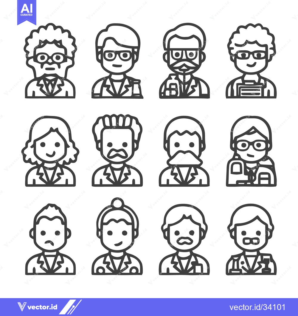 Premium Vector of Diverse group of people portraits in line art style for various design