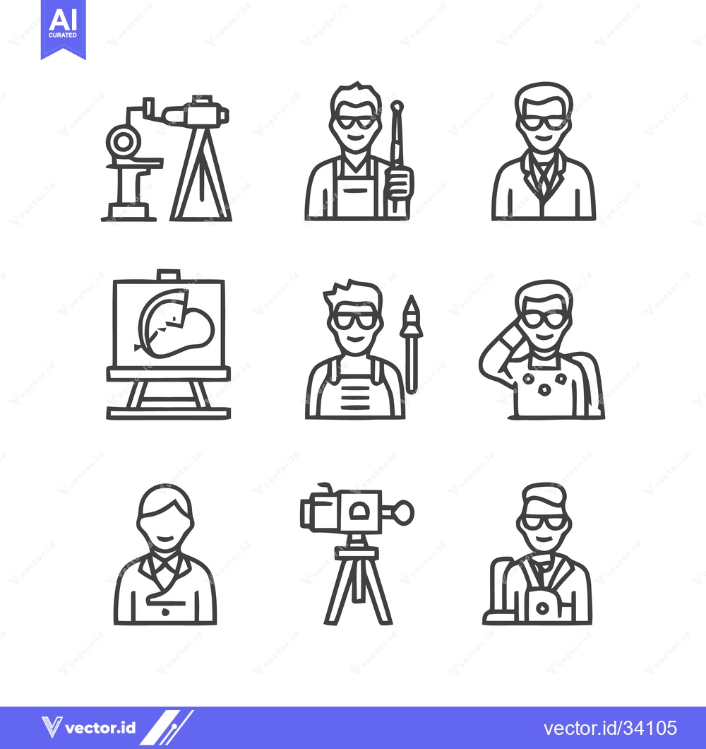Premium Vector dari Diverse Professions - A Collection of Line Art Icons.
