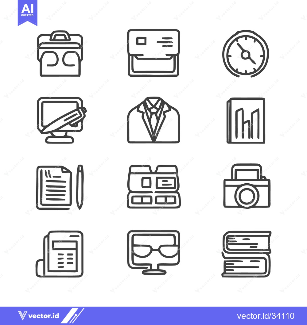 Premium Vector dari Business and Office Icons - A Collection of Professional Symbols.