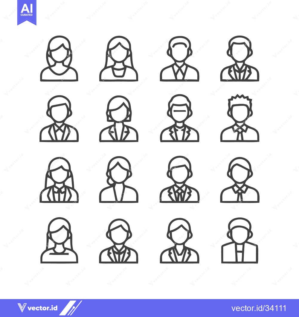 Premium Vector dari Diverse Business Professionals - A Collection of Line Art Icons.