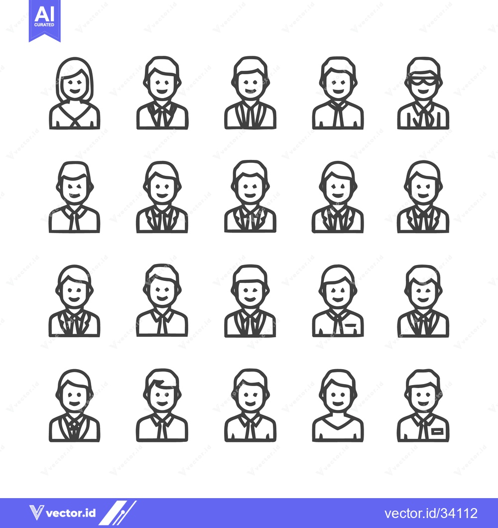Premium Vector of Collection of business people icons in outline style.