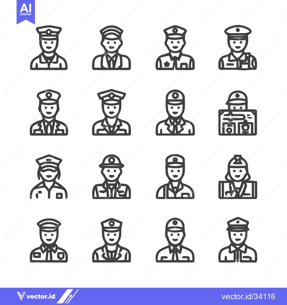 Premium Vector of Collection of various professional uniform icons for design.