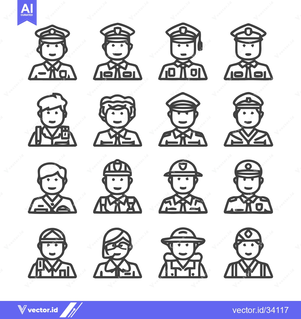 Premium Vector dari Diverse Professions - A Collection of Line Art Portraits.