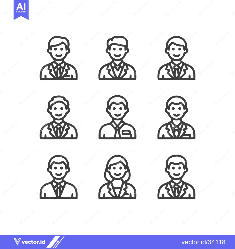 Premium Vector dari Business people in suits, diverse group, professional portraits, vecto