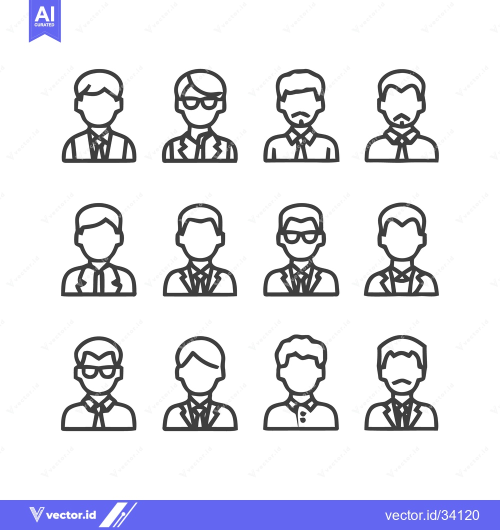 Premium Vector of Diverse Business Professionals - A Collection of Line Art Portraits.