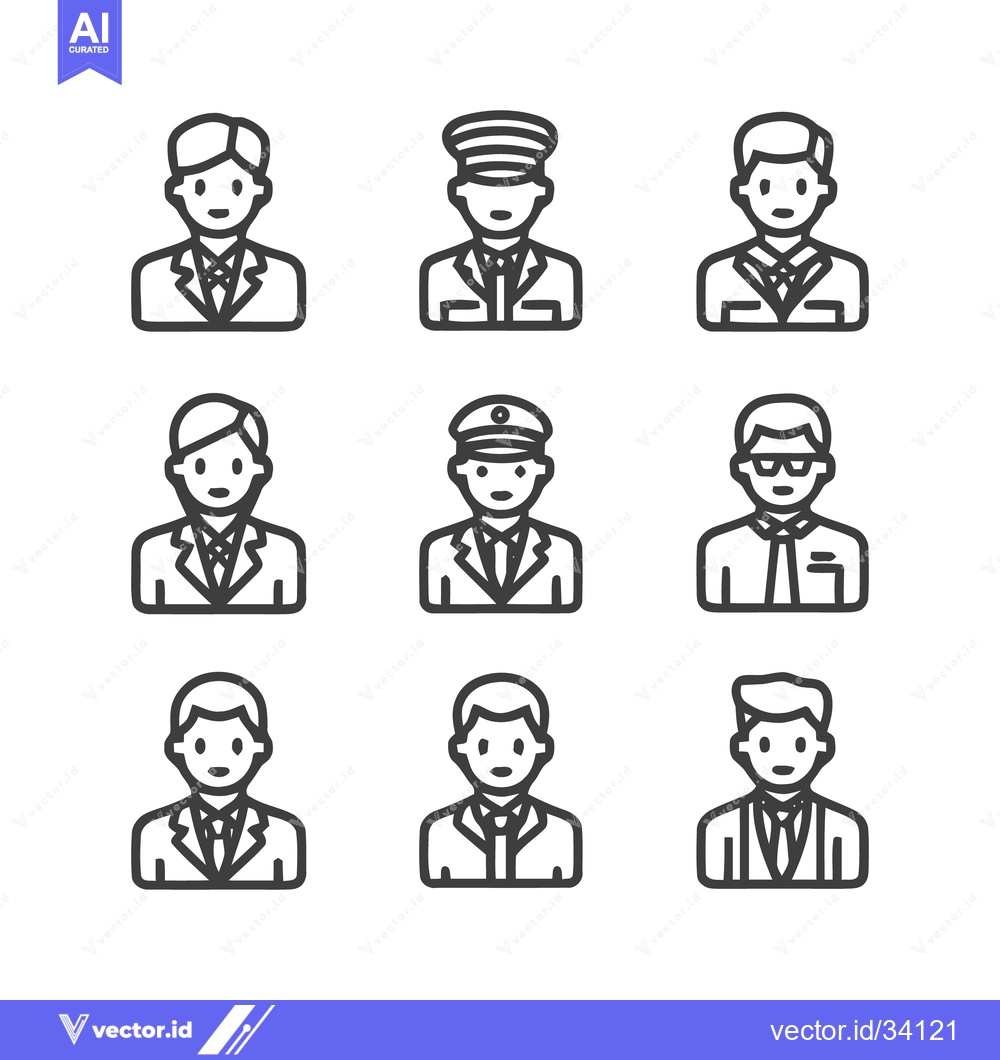 Premium Vector of Diverse professional portraits in minimalist line art style.