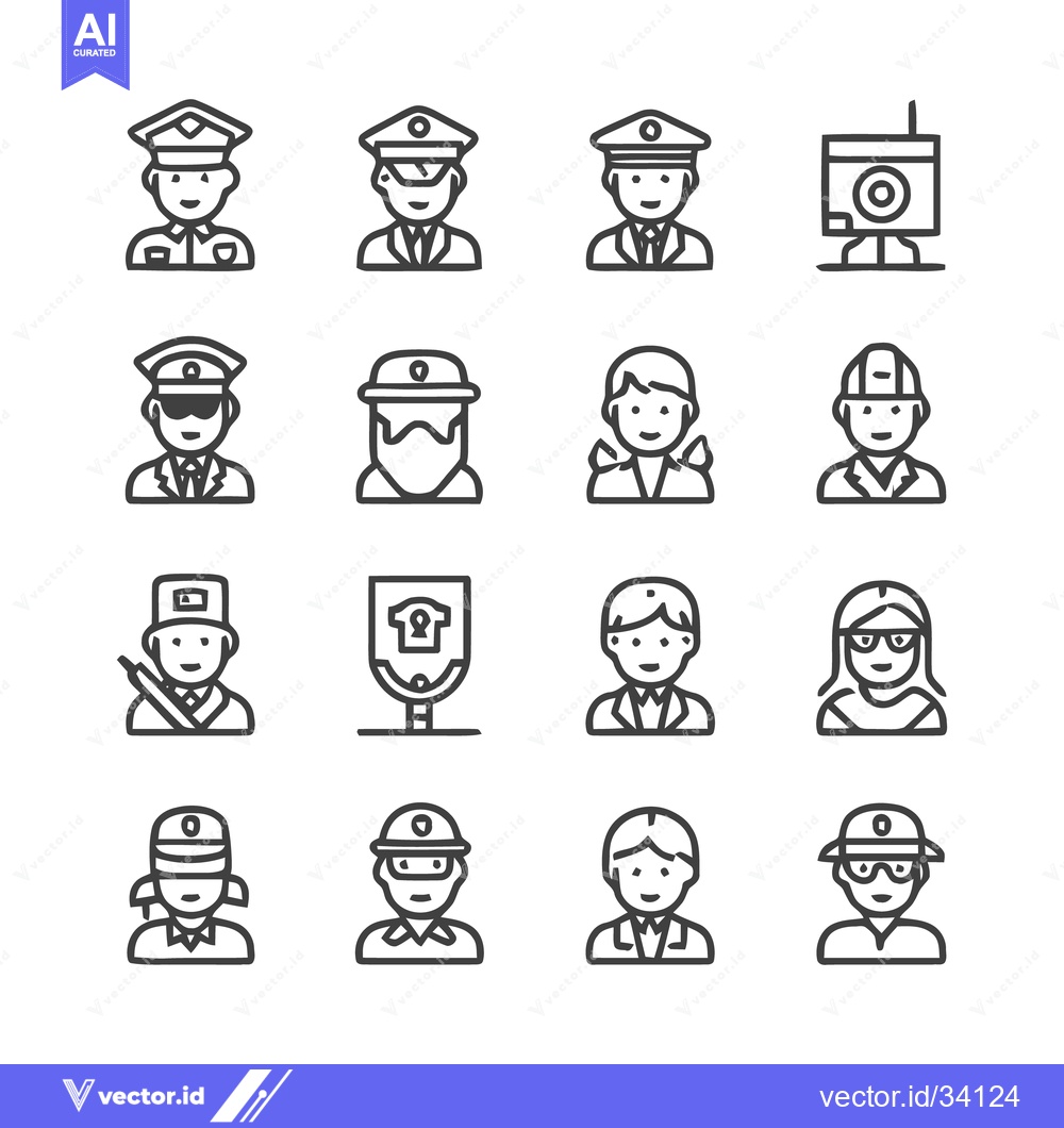 Premium Vector dari Collection of various professions and occupations in line art style.