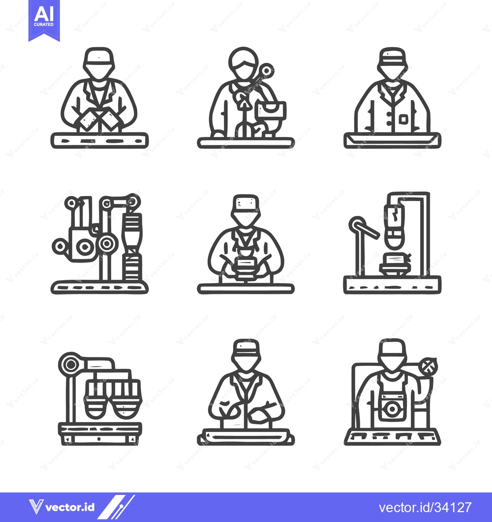Premium Vector dari Production line workers in manufacturing industry, factory assembly pr