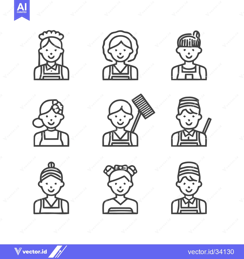 Premium Vector of Diverse Cleaning Staff - A Collection of Service Professionals.