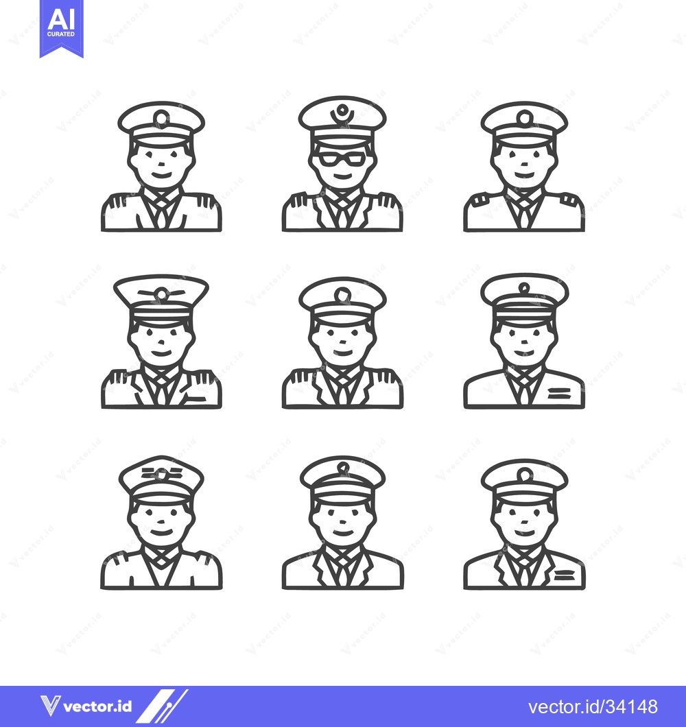Premium Vector dari Pilot Uniforms - A Collection of Line Art Illustrations.