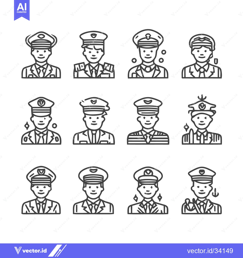 Premium Vector of Uniformed Personnel - A Collection of Vector Illustrations.