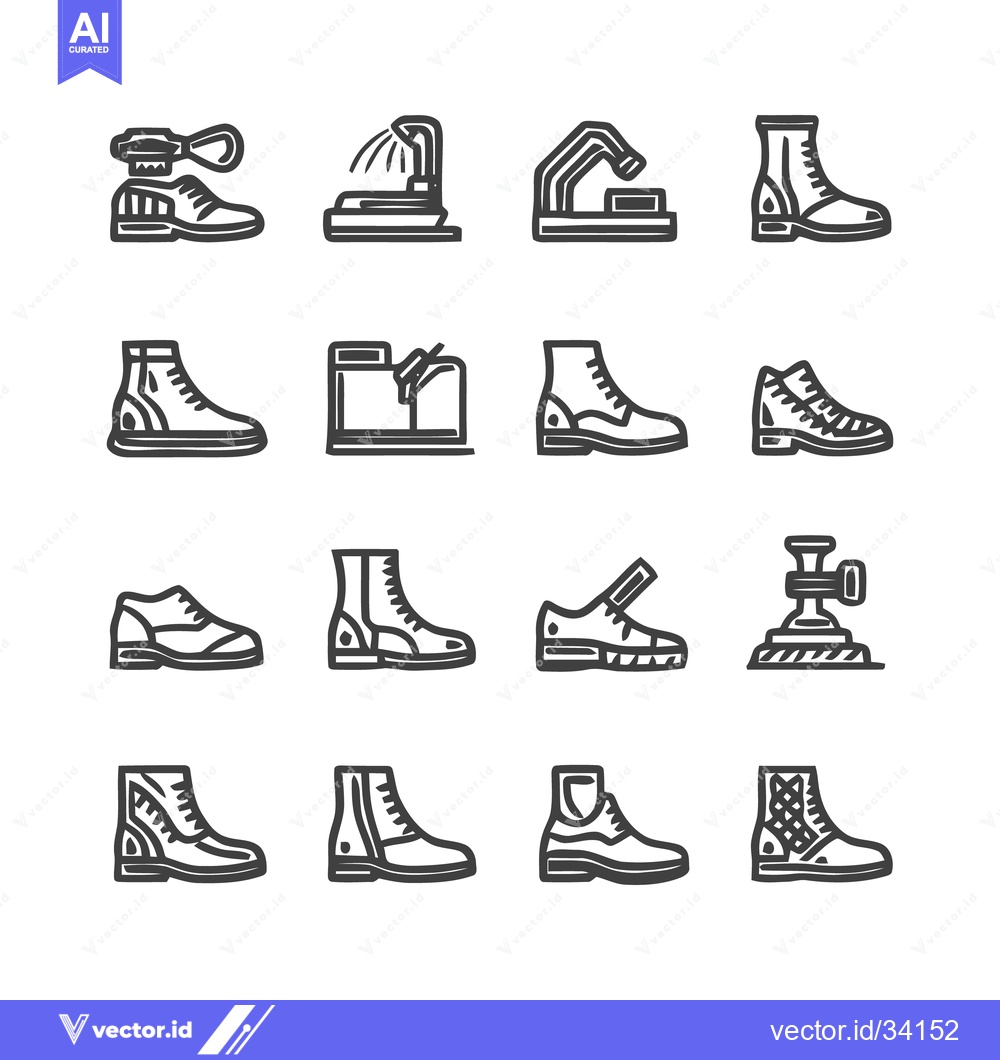 Premium Vector dari Collection of various footwear icons in a minimalist style.