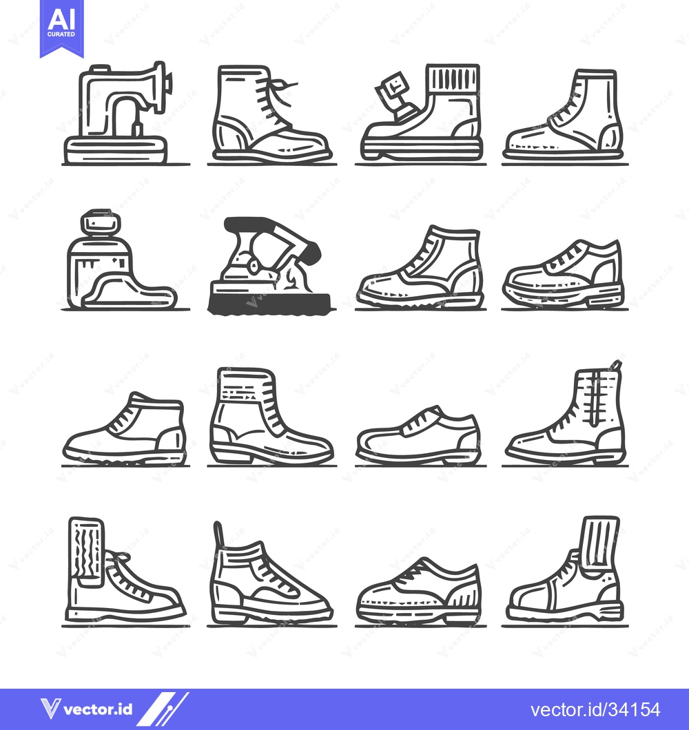 Premium Vector dari Shoe and Boot Collection - A Detailed Line Art Illustration.