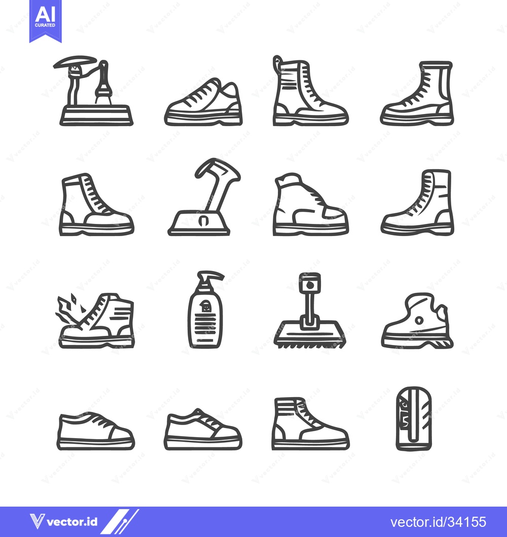 Premium Vector dari Shoe repair and footwear maintenance icons set.