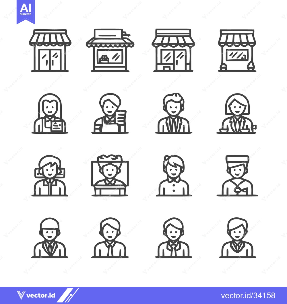 Premium Vector dari Shop and People Icons - Business, Retail, and Customer Service.