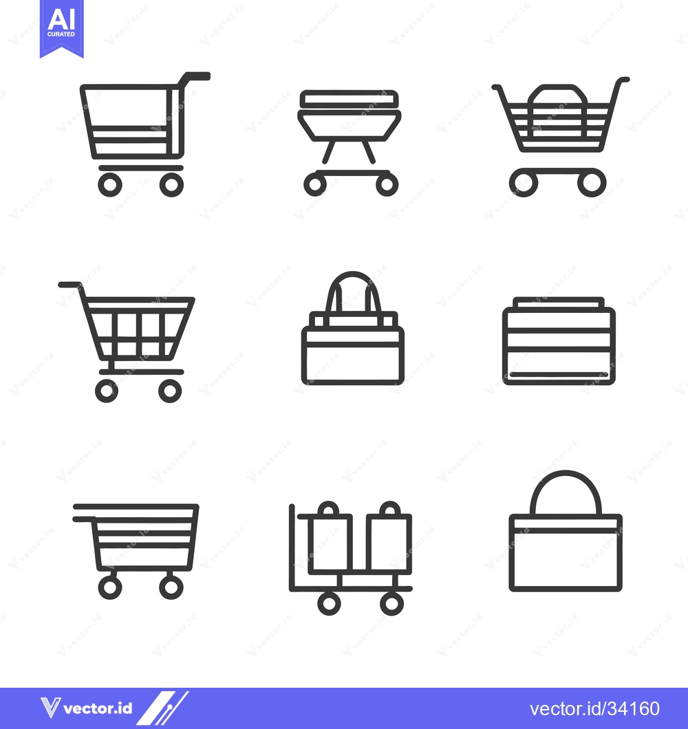 Premium Vector dari Collection of Shopping Cart and Bag Icons