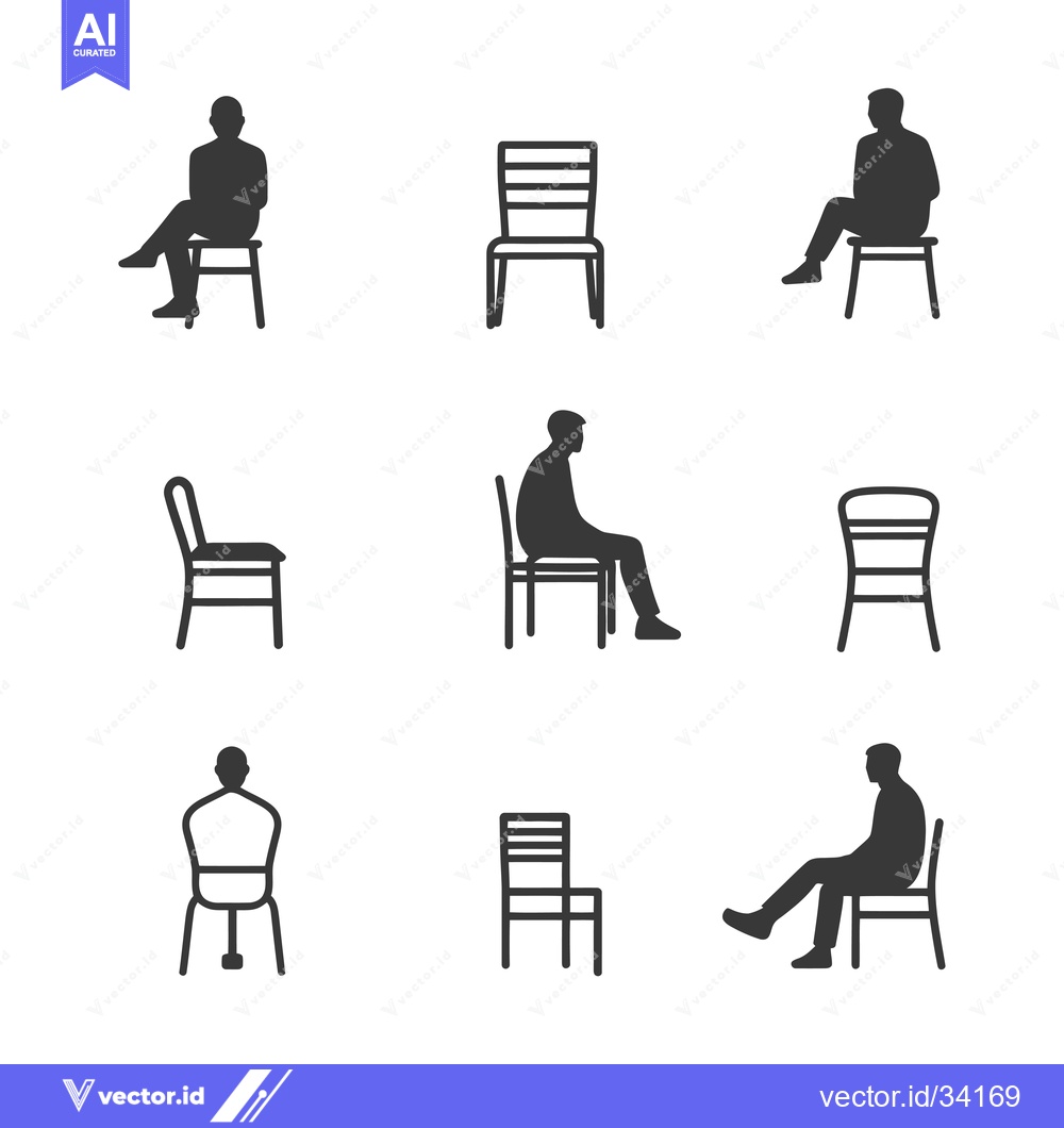 Premium Vector dari Collection of Silhouette Icons Depicting People Sitting on Chairs