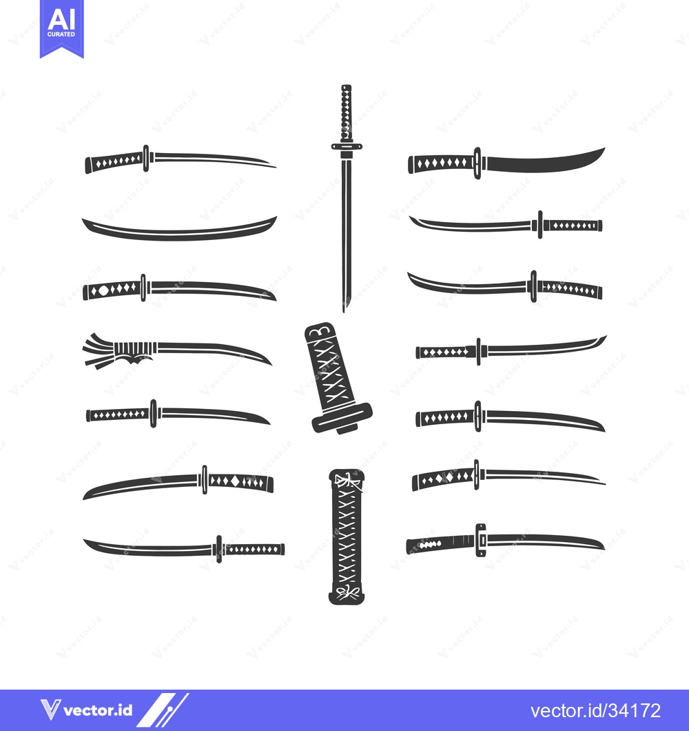 Premium Vector dari Collection of Silhouette Illustrations of Japanese Swords