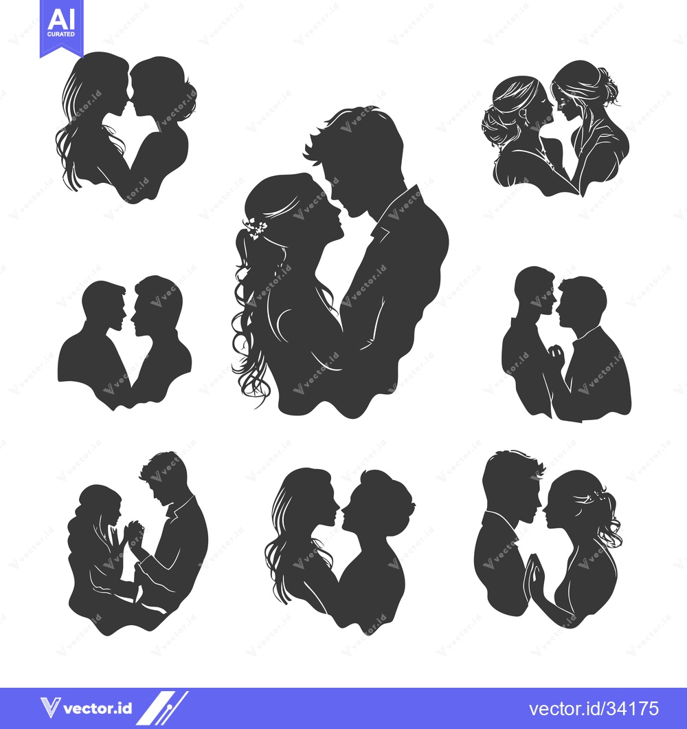 Premium Vector dari Collection of Silhouette Images of Couples in Love