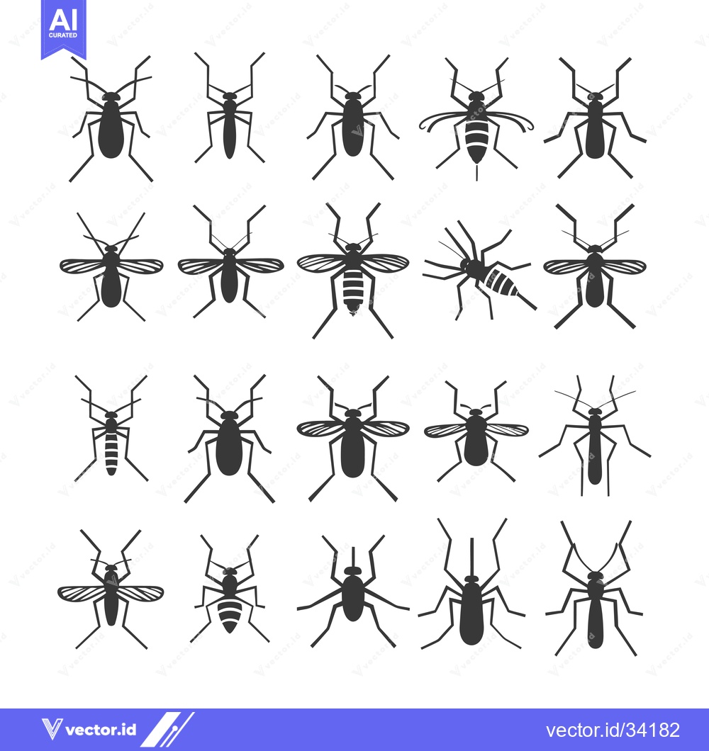 Premium Vector dari Collection of Silhouette Mosquito Icons in Various Poses