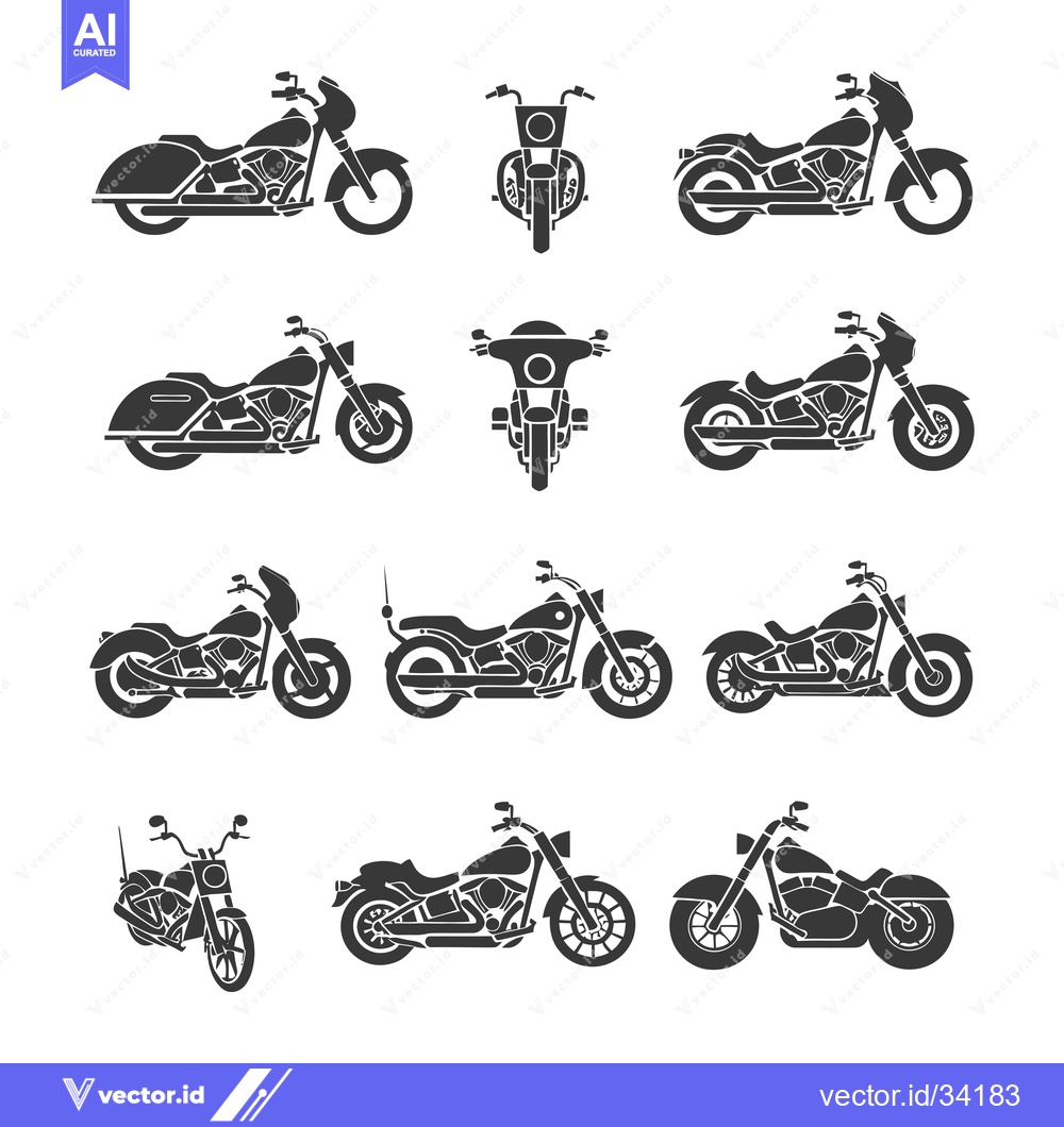 Premium Vector of Collection of Silhouette Motorcycle Designs