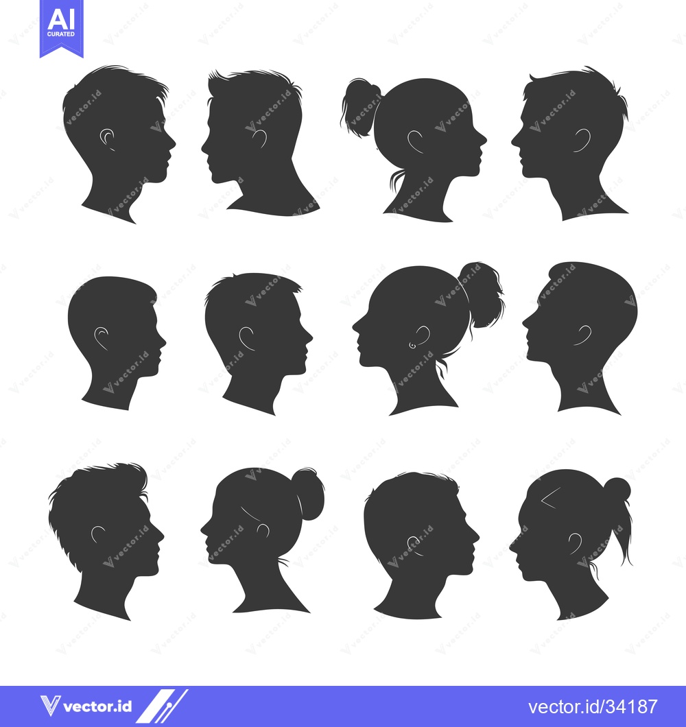 Premium Vector of Collection of Silhouette Profiles of Male and Female Faces