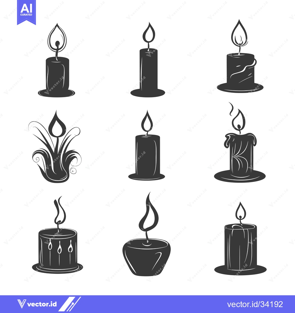 Premium Vector dari Collection of Silhouettes of Burning Candles
