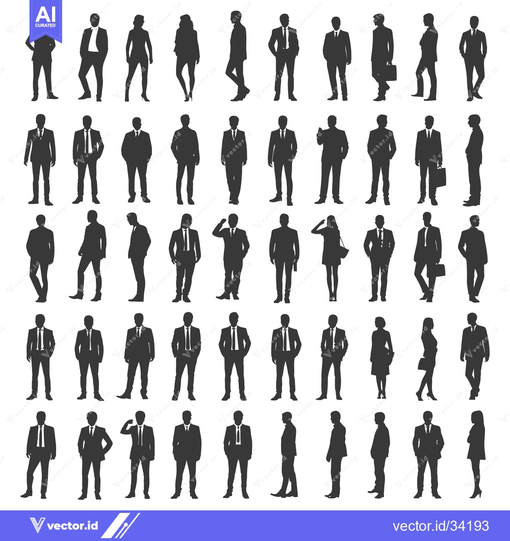 Premium Vector of Collection of Silhouettes of Business People in Suits